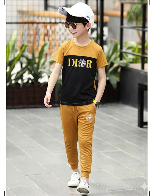 Kids Stylish Summer Tracksuit – Dior & Stone Island Edition (2-Piece Set)