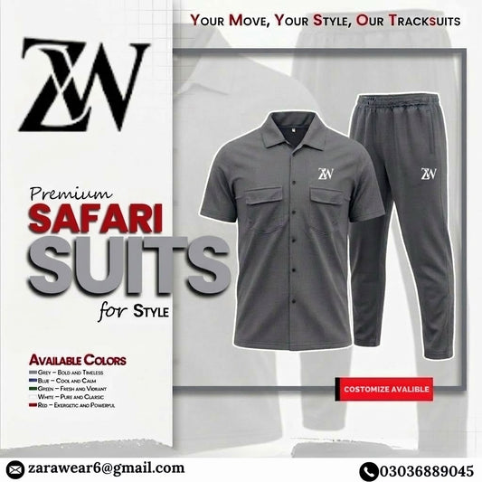 Men’s Premium Safari Suit Tracksuit Set – Modern Utility Wear