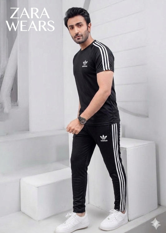 Men’s Signature 2-Piece Athletic Tracksuit – Jet Black Edition